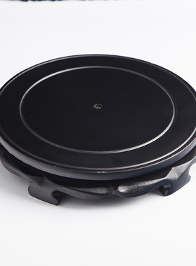 工艺品摆件底座圆形花瓶花盆奇石佛像鱼缸压缩木质仿实木旋转