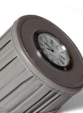 简约现代书房桌面皮革时钟摆件