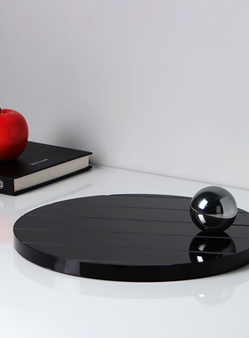 现代轻奢餐厅圆形大理石托盘摆件