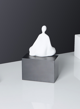 新中式禅意白色砂岩无相佛诗仙人物摆件样板间书柜玄关桌面装饰品