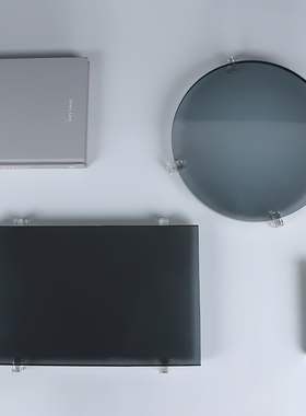 烟灰色方形圆形托盘客厅装饰品