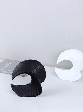 北欧风格海浪造型几何浪花树脂摆设样板房售楼处书房软装饰品摆件