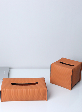 现代极简轻奢客厅餐厅皮革纸巾盒