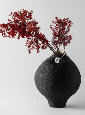 简约陶瓷黑色高档花瓶花器插干花