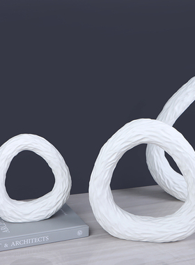 现代简约客厅白色环形陶瓷摆件