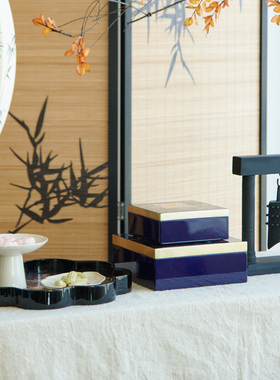 收纳桌面蓝色烤漆装饰盒储物盒