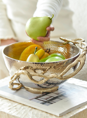 欧式轻奢银色金属绕枝碗托盘果盘