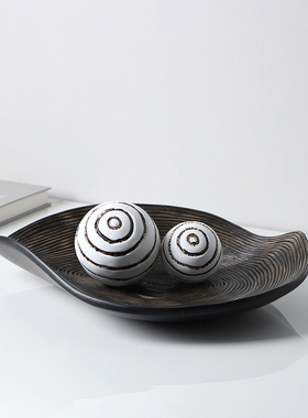 简约现代客厅椭圆形树脂果盘摆件