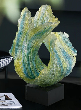 树脂摆件玄关抽象海浪雕塑装饰品