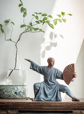 中国禅宗手工紫砂字小和尚陶瓷摆件家博古架入口桌装饰陈设