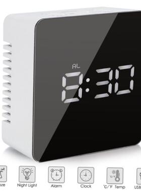 digital alarm clock night light thermometer mirror镜面闹钟