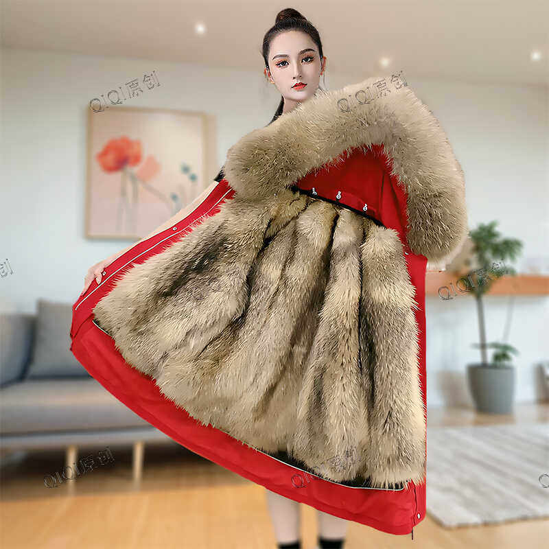 2025新款派克服女貉子毛内胆可拆卸中长款皮毛一体皮草加厚外套冬,淘宝优惠券,粉丝福利购,淘宝优惠卷