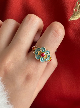 925银复古新中式宫廷戒指环开口