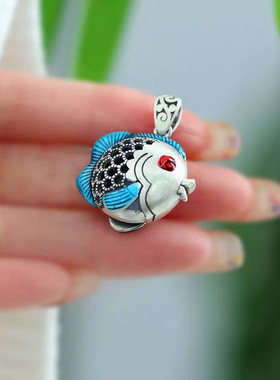 925银新中式好运锦鲤嘟嘟鱼吊坠