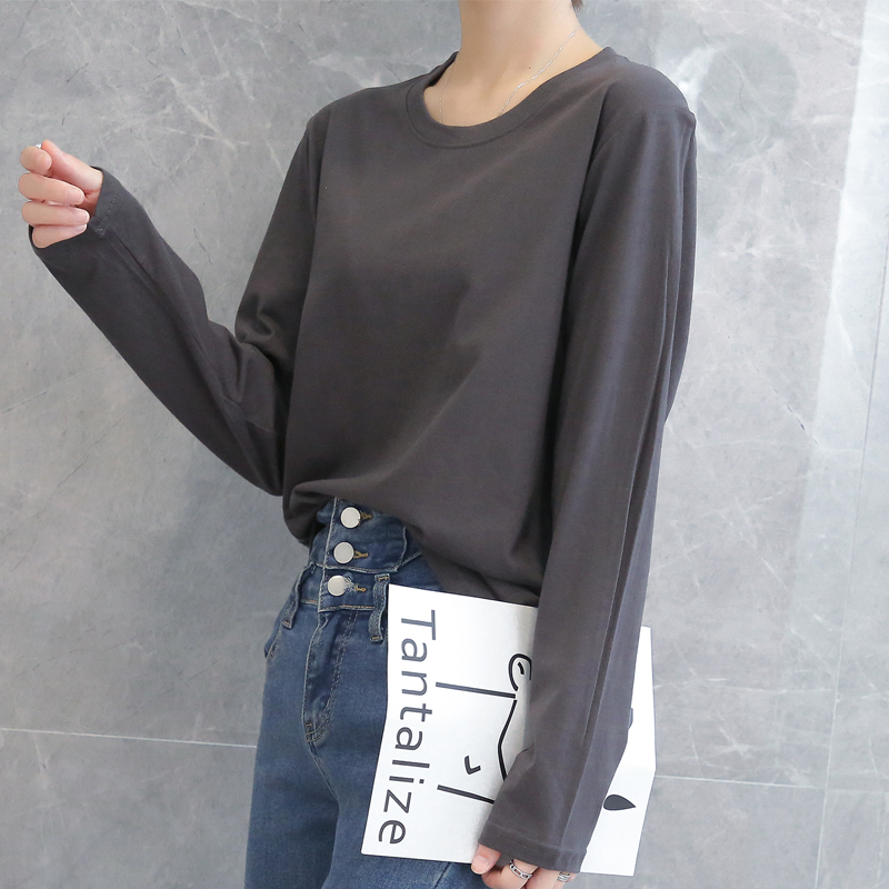 2021夏季新款纯色纯棉长袖百搭t恤 irisieT恤