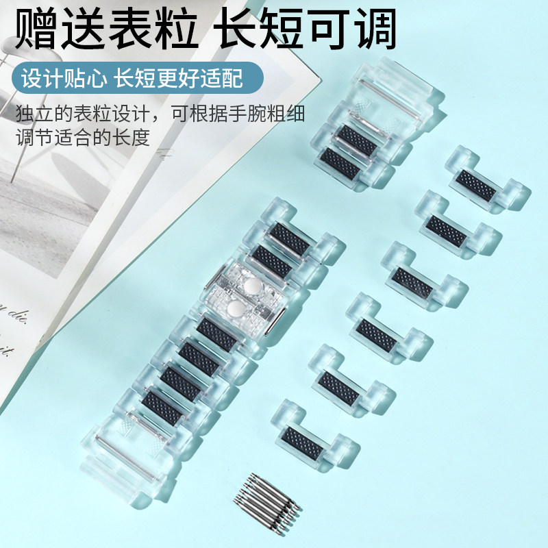 适用华为儿童手表表带5X/5PRO磁吸拼接双色闪扣表带华为5活力版/3Pro/3s加长表粒调节4Pro/4x透明磨砂腕带 - 图2