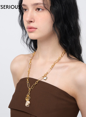 Blingkolio 2025夏季新款海洋巴洛克珍珠项链女金色时尚百搭吊坠