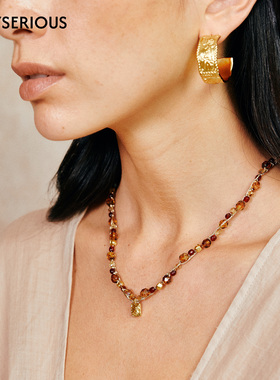 MONSECRET 2026春季新款棕榈辉光项链精致幸运红串珠手工毛衣链女