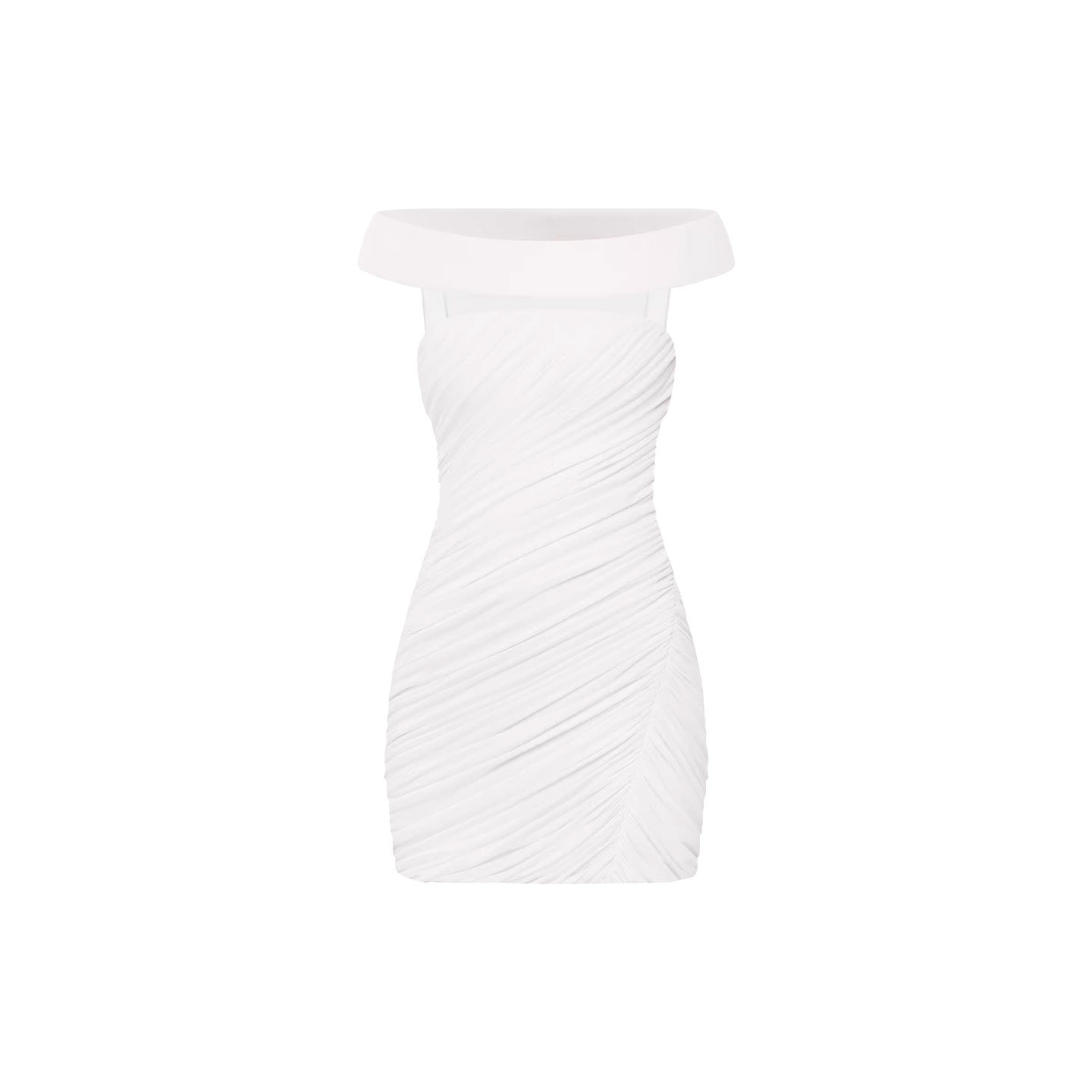 CHATS BY C.DAM 2026春夏新款修身不对称褶皱连衣裙女一字肩短裙,淘宝优惠券,粉丝福利购,淘宝优惠卷