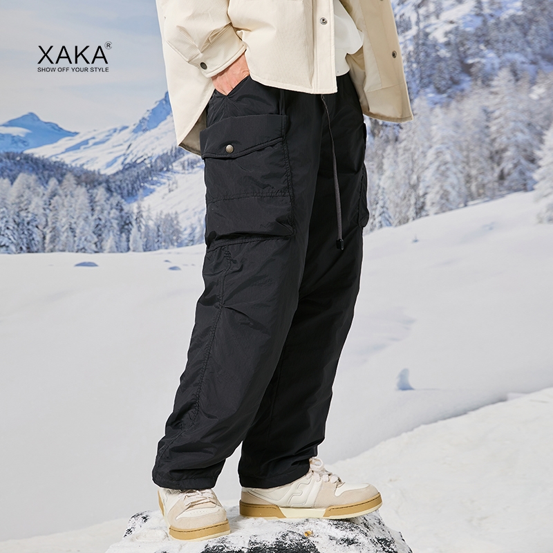 XAKA美式工装大口袋羽绒裤男款冬季90绒保暖防风防水户外滑雪裤潮