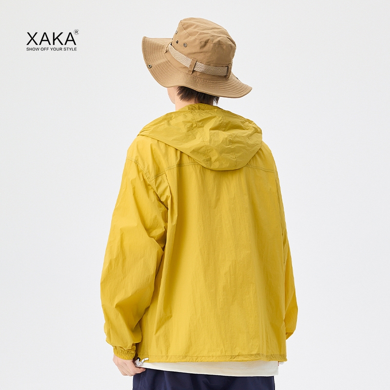 XAKAUPF50+夏季连帽防晒衣服冰丝凉感美式户外宽松男情侣夹克外套 - 图3