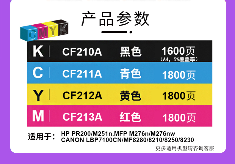 莱盛适用惠普CF210A硒鼓 HP131A PRO M251n MFP M276n nwCF211A CF212A CF213A激光打印机粉盒佳能7100CRG331 - 图1