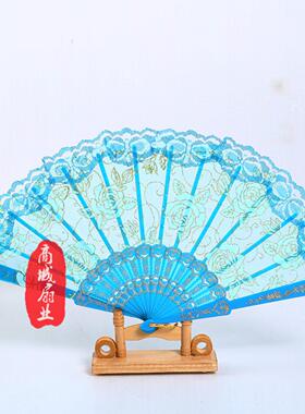 寸工艺折扇咏春舞蹈扇玫瑰蕾丝用