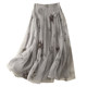 Removal of the counter Outlets clearance and pick up the bargain French retro ink printing double-layer ramie skirt for women drooping umbrella skirt
