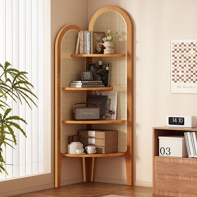 Medium-old style rattan shelf multi-layer corner storage rack