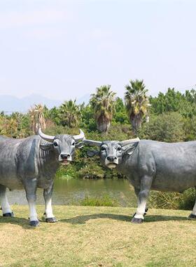 大型玻璃钢仿真水牛摆件户外动物雕塑园林景观草坪公园景观工艺品
