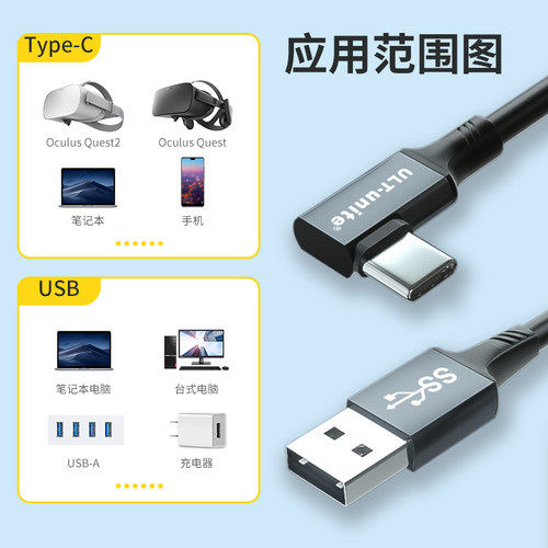 VR串流线Oculus Quest2Link电脑主机攝象头piconeo3连接弯头typec数据线充电usb3.0配件VR头盔眼镜相机联机线 - 图2
