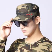 Mens new Army Hood Embroidery Casual Duck Tongue Cap Pure Cotton Flat Top Hat Outdoor Breathable Sunscreen Hood