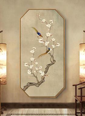 网红清风版雅韵中式玄关装饰画意竖新挂古风壁画画中国禅梅花鸟墙