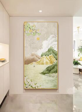 网红日照金山入门玄关装道饰画高级感奶油风入户走廊尽头挂画过壁