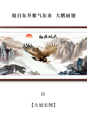 定做大展宏图挂画办公室山水画客厅背景墙装饰画大展鸿途字画大鹏