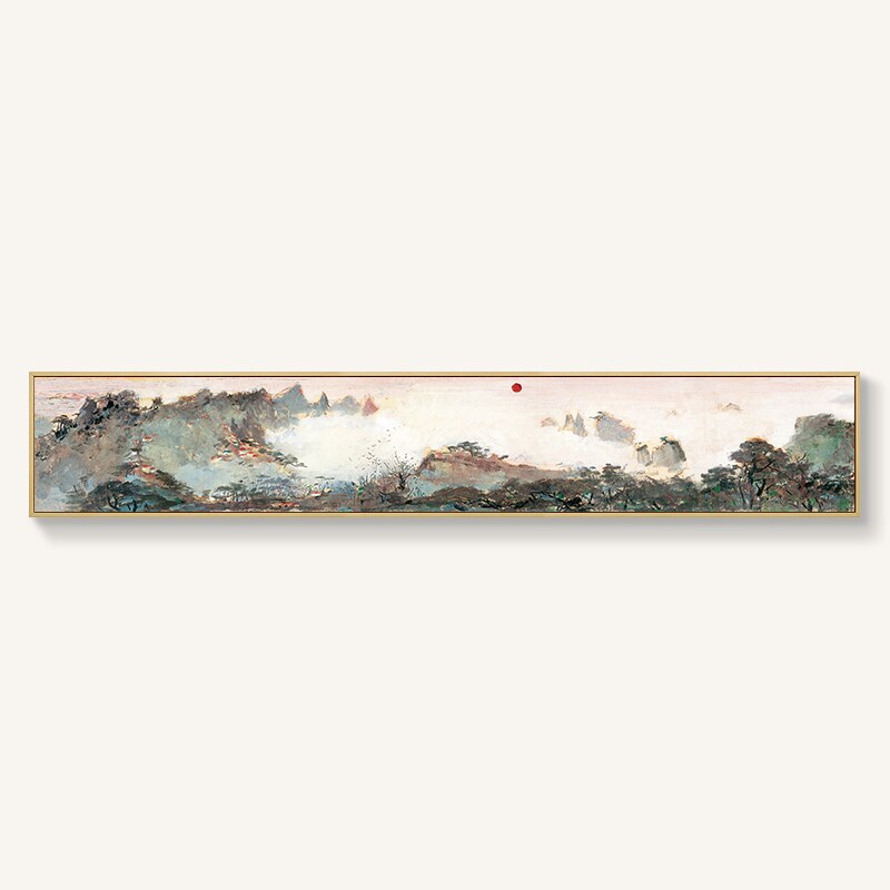 横版吴冠中装饰画新中式客厅挂画卧室长条定做床头风景墙面壁画_虎窝淘