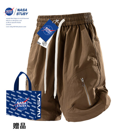 NASA STUSY美式高街2026新款夏装男款休闲五分裤子薄款宽松短裤 - 图0