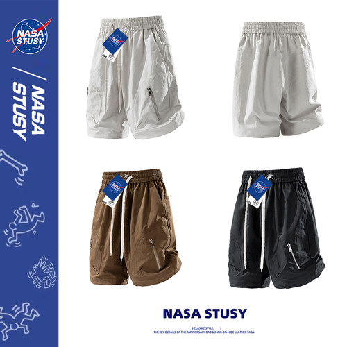 NASA STUSY美式高街2026新款夏装男款休闲五分裤子薄款宽松短裤 - 图2
