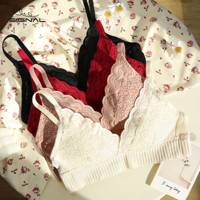 大胸显小调整型蕾丝花边性感文胸 西格蓝文胸