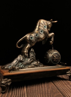 速发纯铜金钱薰烤鸭炉摆件生肖牛旺牛牛薰香炉香市球炉招财家居供