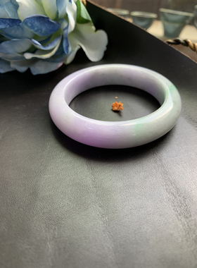 【玉彩儿】天然玉石翡翠浓紫阳绿春彩厚装手镯55*13*9.4特价