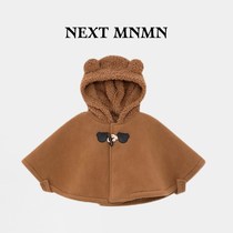 UK NEXT Baby cloak with cap cloak baby autumn and winter Korean version for children shawl thickened windproof jacket