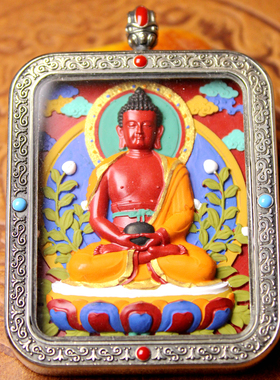 掐丝朱砂大黑天吊坠diy