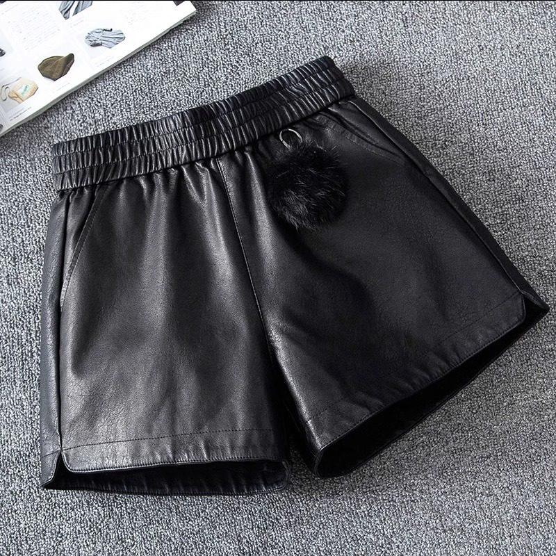 海宁绵羊皮短裤女2025秋冬新款真皮皮裤松紧腰A字阔腿裤时尚靴裤,淘宝优惠券,粉丝福利购,淘宝优惠卷