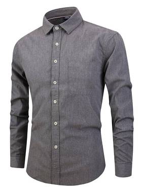 Men s Shirts men slim long sleeve dress Shirt男长袖纯色衬衫