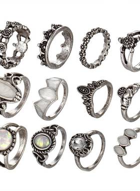 rings women set star jewelry ins网红戒指组合女尾戒套指环小众