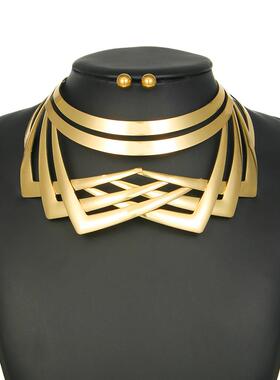 欧美朋克夸张项圈耳环组合金属项链Collar choker角色饰品DIO COS