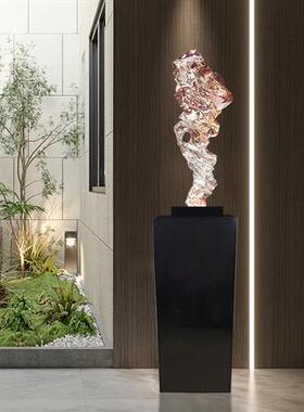 高档轻奢透明树脂软装置饰品雕塑客厅电视柜大型落地抽象卷形摆件