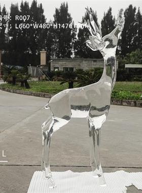晶悦现代轻奢样板房酒店大堂透明树脂鹿落地摆件装饰雕塑工厂定制
