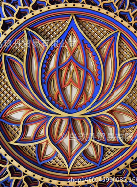 LotusFlowerWoodenMandala-Art